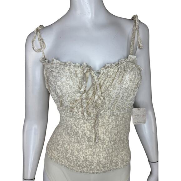 Intimately Free People Ivory Combo Bardot Sleeveless Bodysuit Womens M NWT - Picture 2 of 14